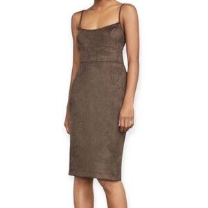 BCBGMAXAZARIA Alese Faux-Suede Knee Length Dress in Dark Fatigue